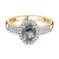 AAA Alexandrit, Weißer Diamant Ring 585 Gold (Größe 17.00) ca. 1,28 ct