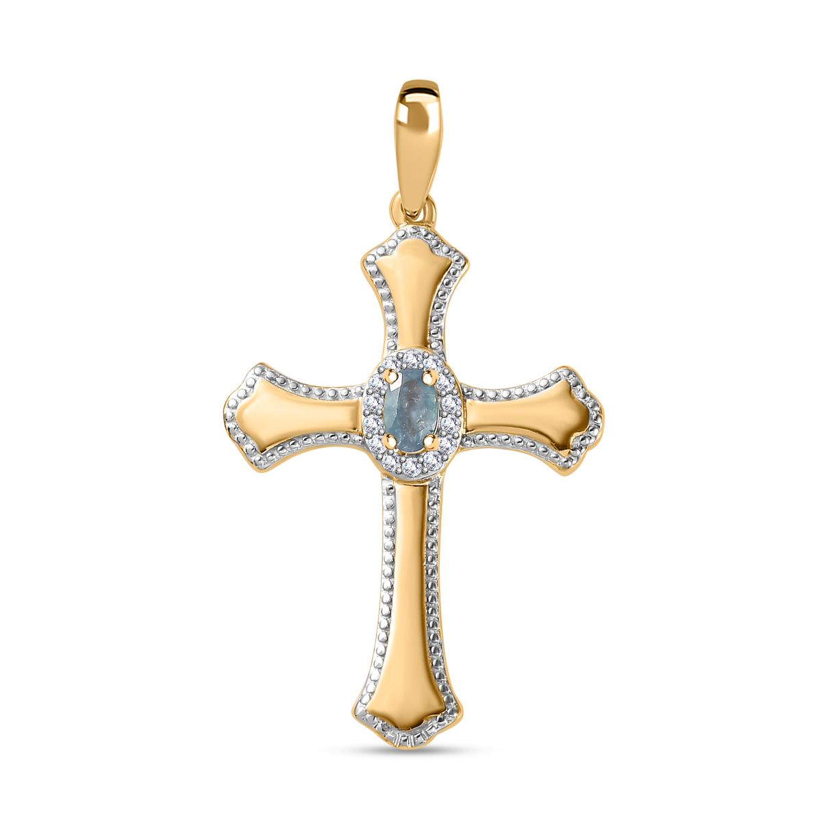 Alexandrit, Weißer Zirkon Anhänger 925 Silber 750 Gelbgold Vermeil ca. 0,41 ct.