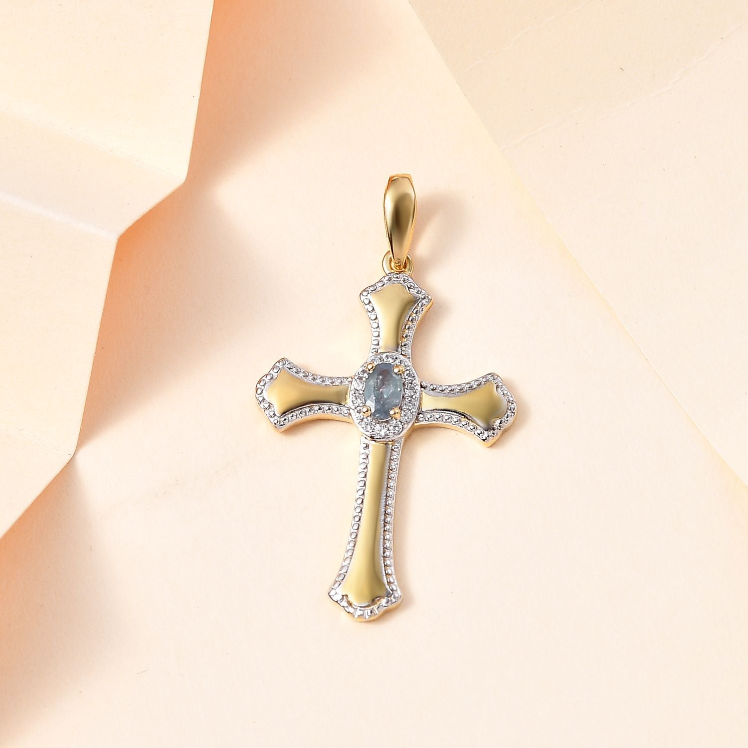 Alexandrit, Weißer Zirkon Anhänger 925 Silber 750 Gelbgold Vermeil ca. 0,41 ct.