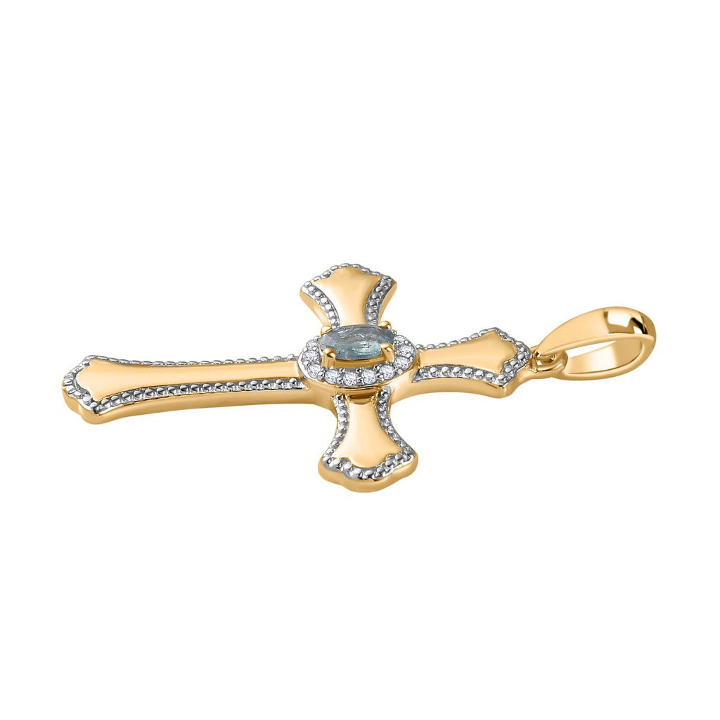 Alexandrit, Weißer Zirkon Anhänger 925 Silber 750 Gelbgold Vermeil ca. 0,41 ct.