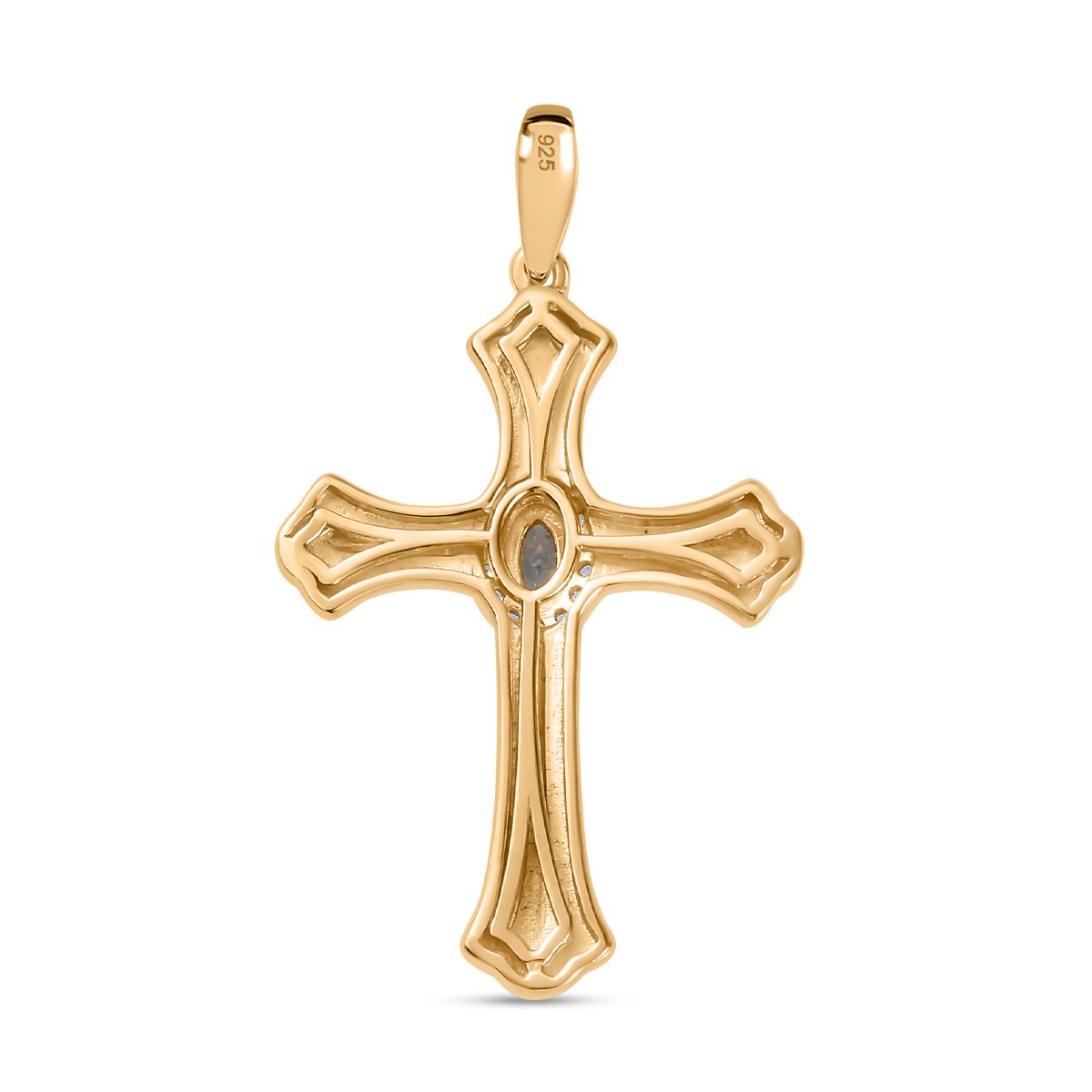 Alexandrit, Weißer Zirkon Anhänger 925 Silber 750 Gelbgold Vermeil ca. 0,41 ct.