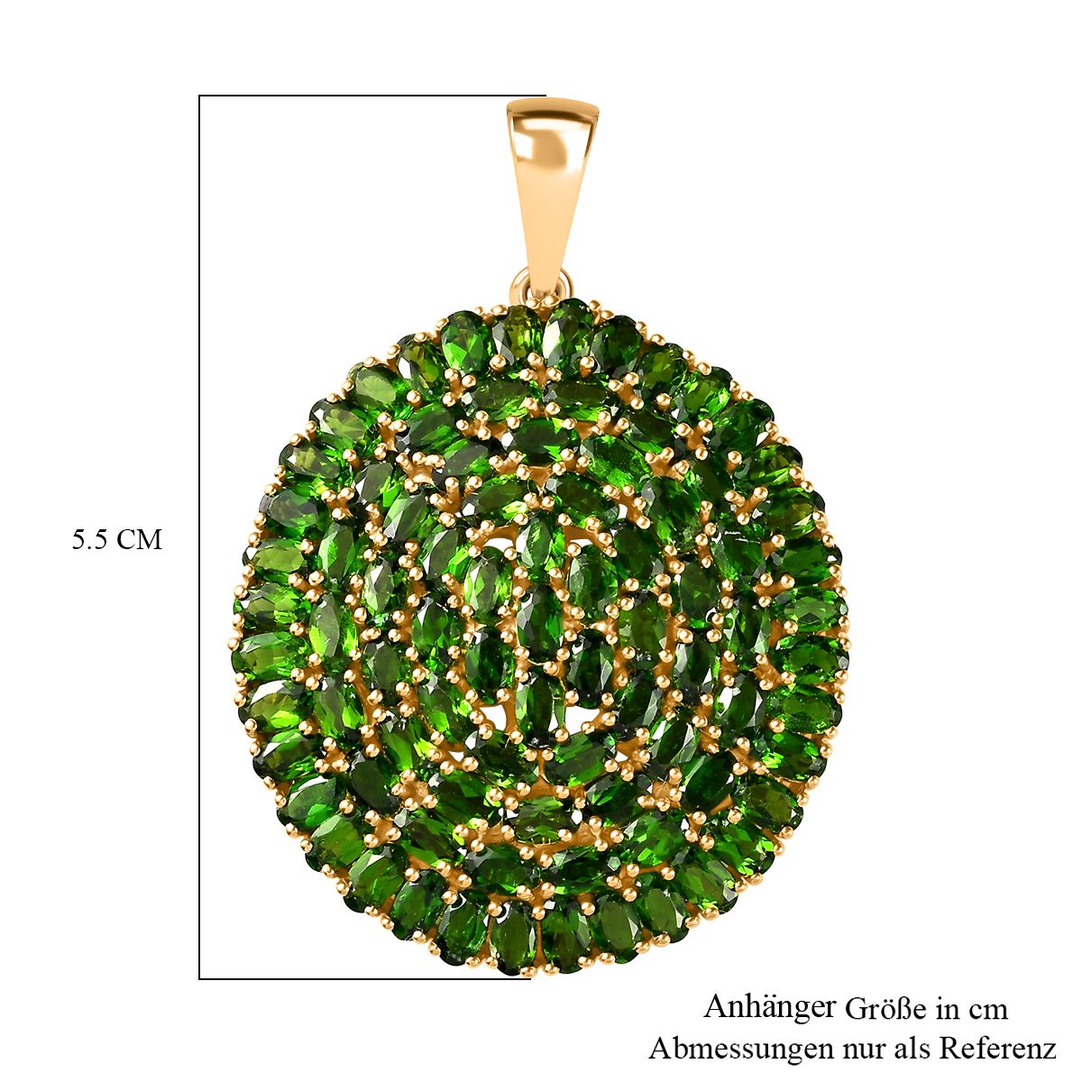 Natürlicher Chromdiopsid Anhänger 925 Silber 750 Gelbgold Vermeil ca. 20,91 ct.