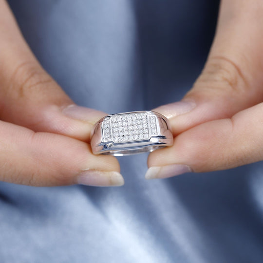 Moissanit Ring 925 Silber vergoldet (Größe 18.00) ca. 0,41 ct