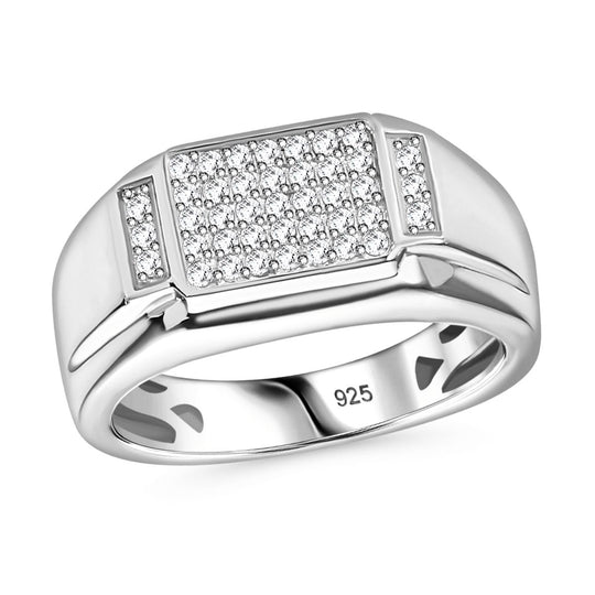 Moissanit Ring 925 Silber vergoldet (Größe 18.00) ca. 0,41 ct