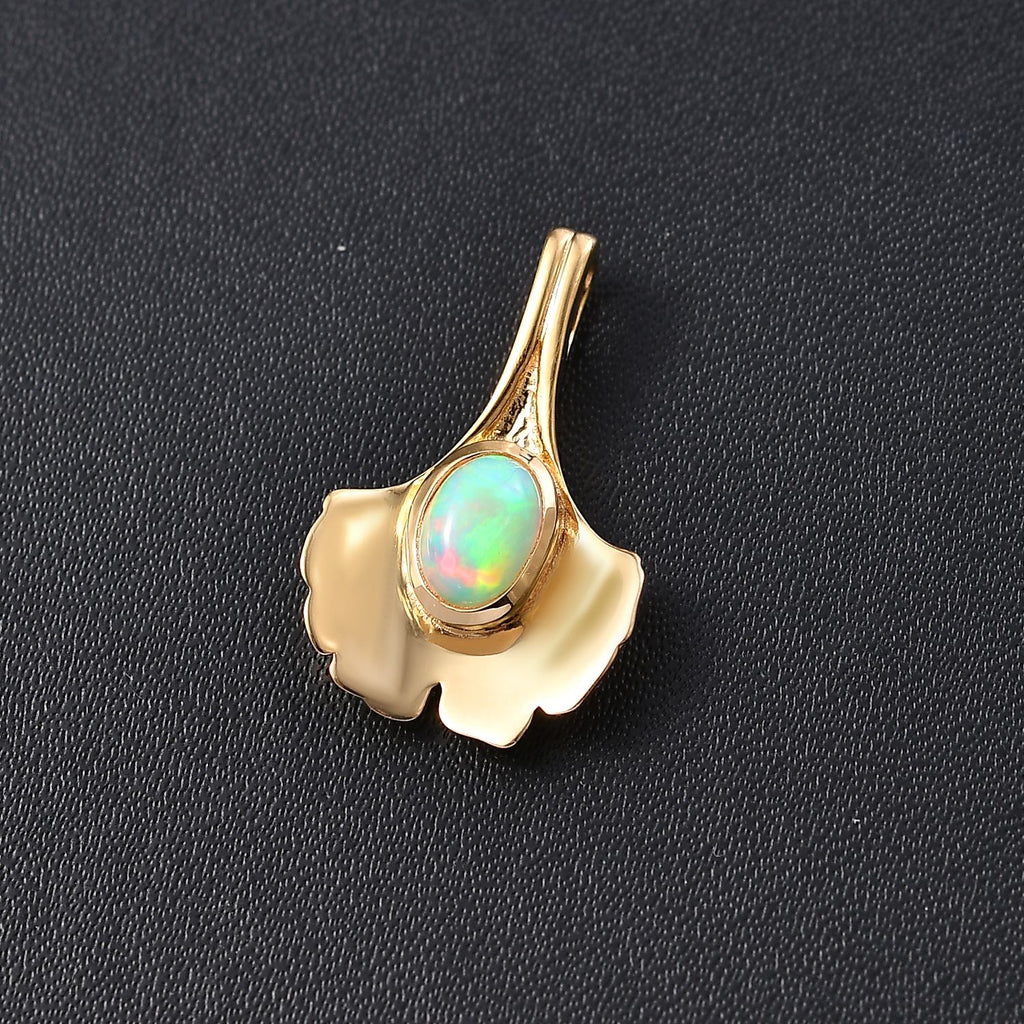 AA Natürlicher, äthiopischer Welo Opal Anhänger 925 Silber vergoldet ca. 0,53 ct.