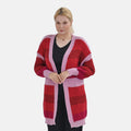 AMSY - Gestreifter Cardigan, Rot und Lila, Einheitsgröße