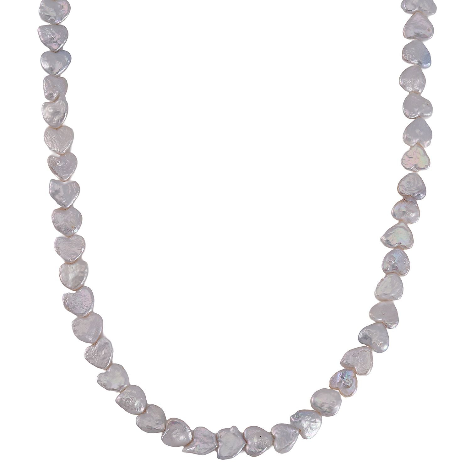 Weiße Keshi Perle (11-12mm) Halskette, 50cm, 925 Silber rhodiniert