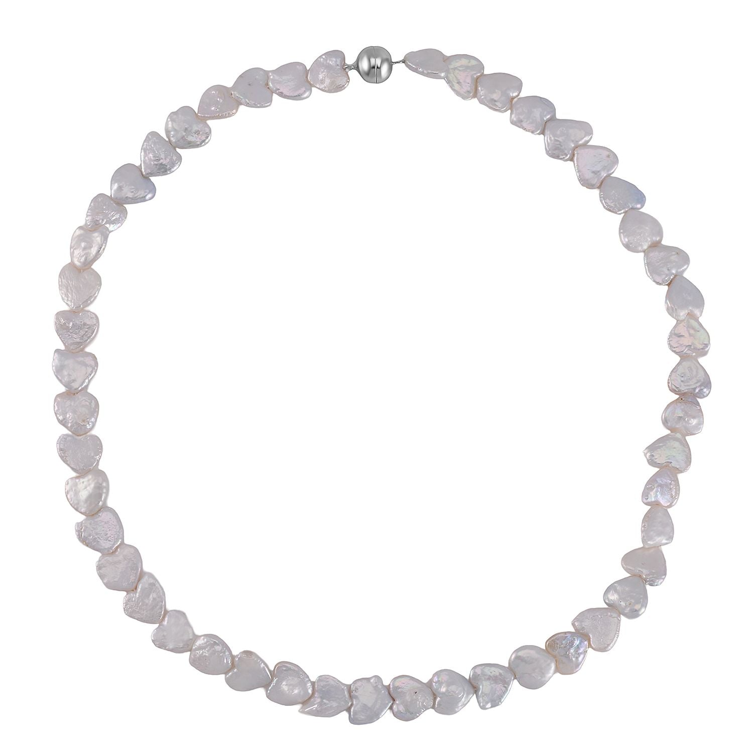 Weiße Keshi Perle (11-12 mm) Halskette ca. 50 cm 925 Silber rhodiniert