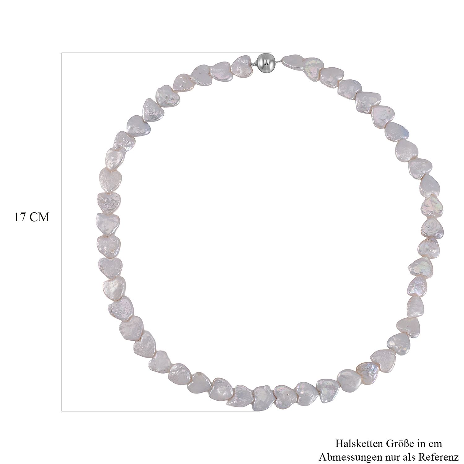 Weiße Keshi Perle (11-12 mm) Halskette ca. 50 cm 925 Silber rhodiniert