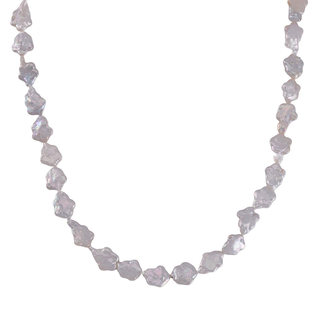 Weiße Keshi Perle Halskette ca. 50 cm 925 Silber rhodiniert