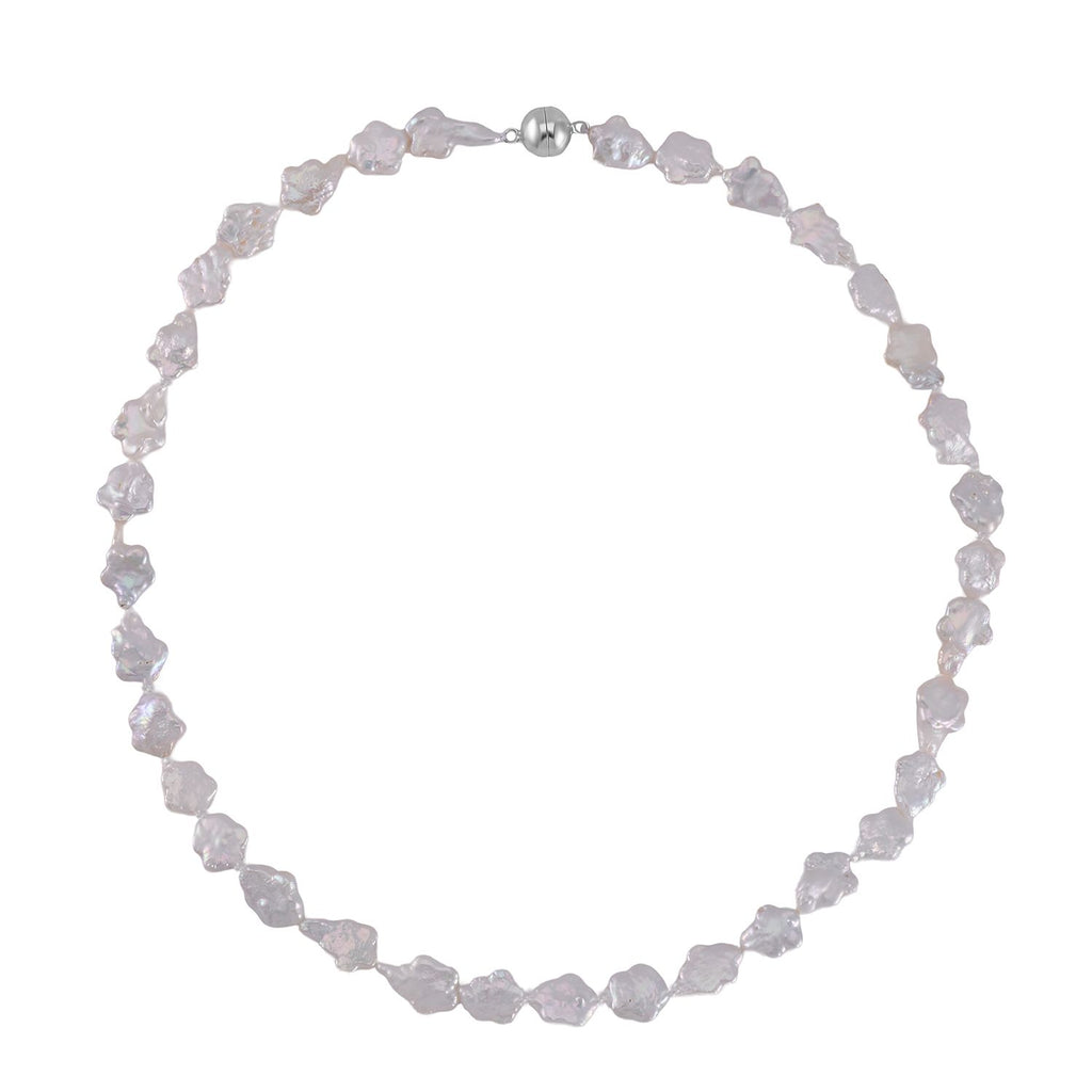 Weiße Keshi Perle Halskette ca. 50 cm 925 Silber rhodiniert