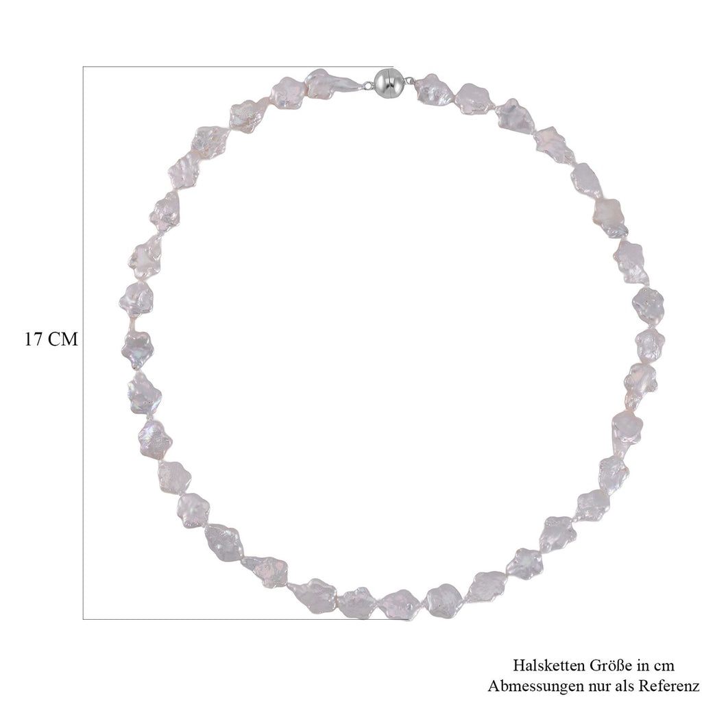 Weiße Keshi Perle Halskette ca. 50 cm 925 Silber rhodiniert