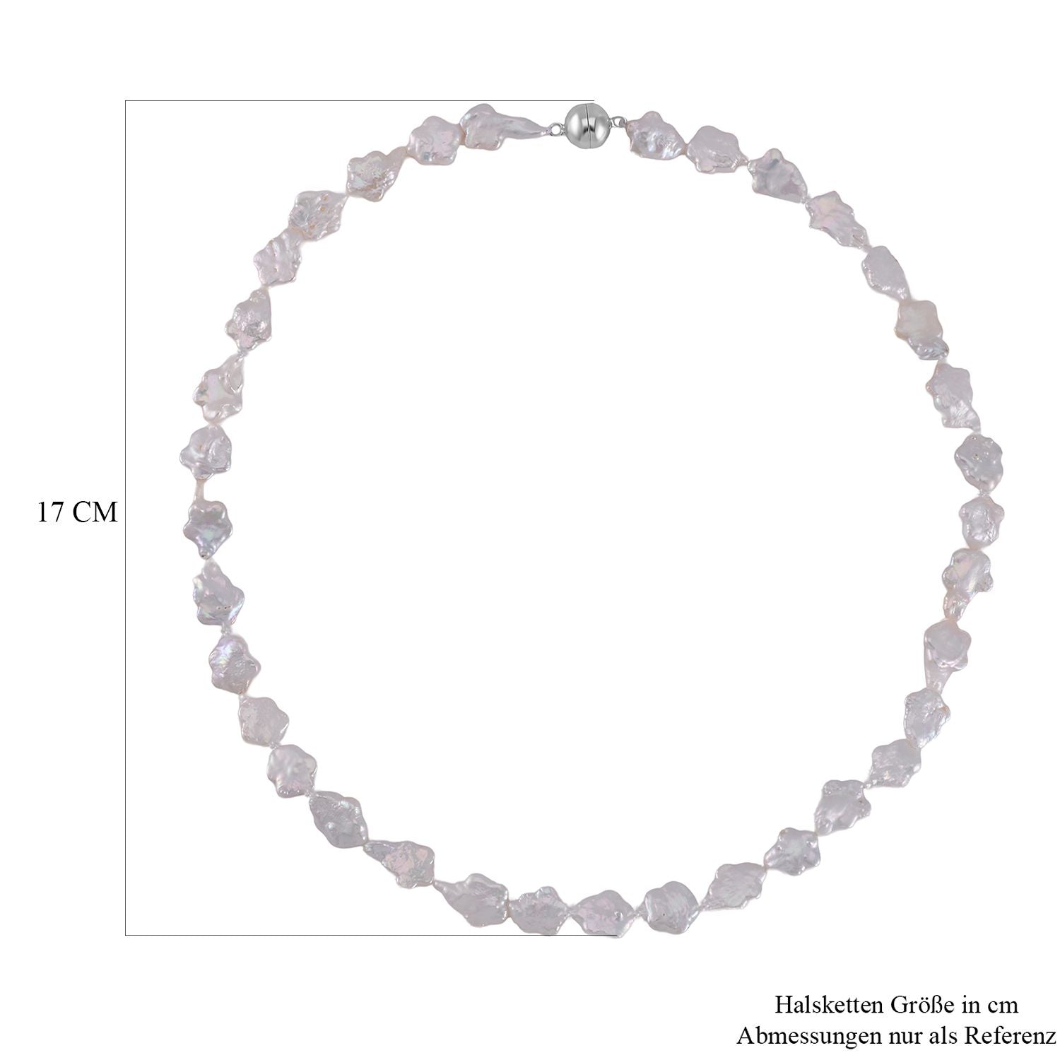 Weiße Keshi Perle Halskette ca. 50 cm 925 Silber rhodiniert