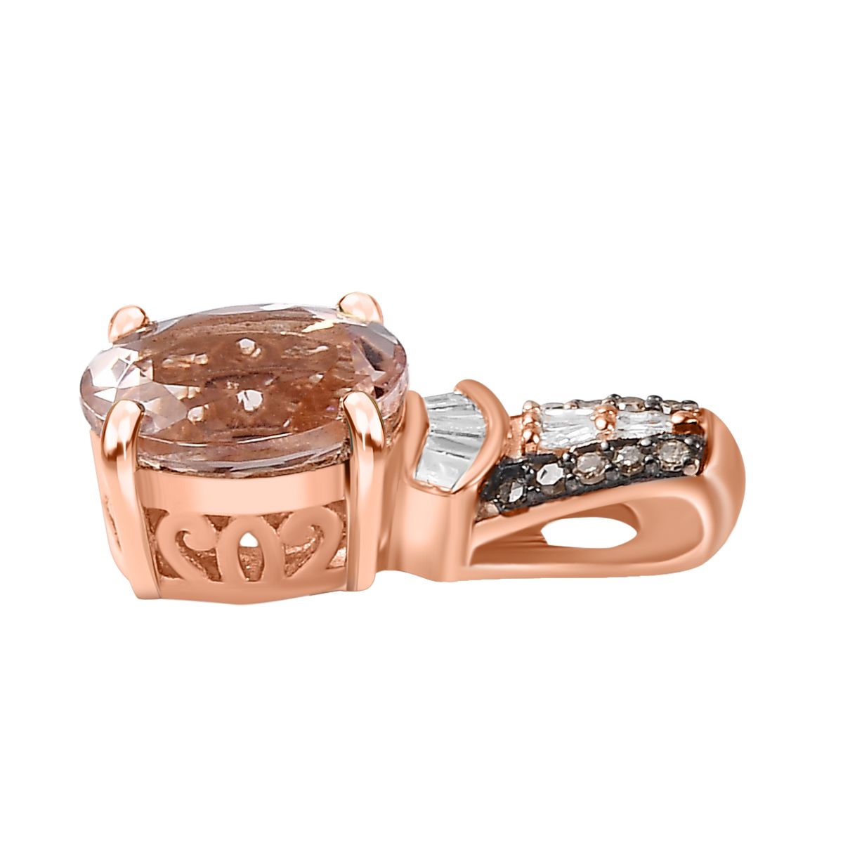 AAA Morganit, Weißer Diamant Anhänger 925 Silber 750 Roségold Vermeil ca. 1,22 ct.