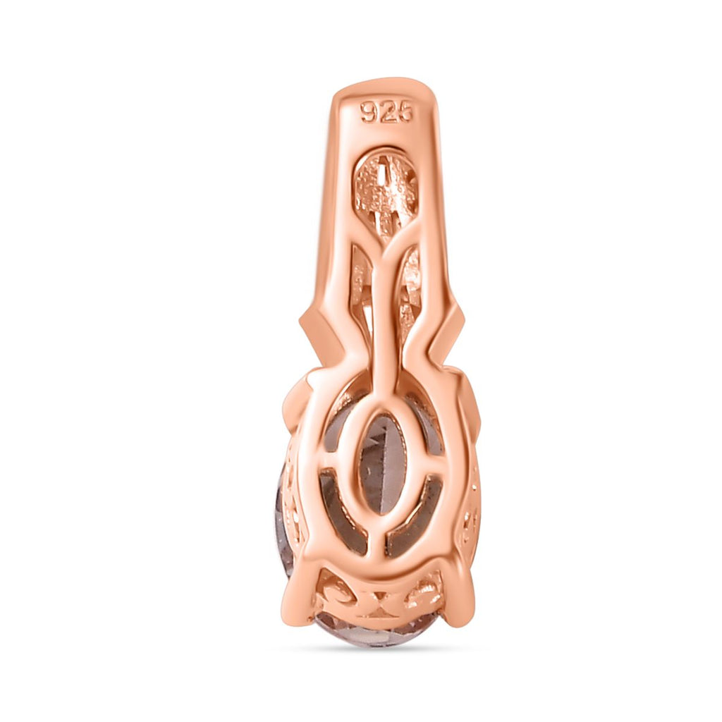 AAA Morganit, Weißer Diamant Anhänger 925 Silber 750 Roségold Vermeil ca. 1,22 ct.