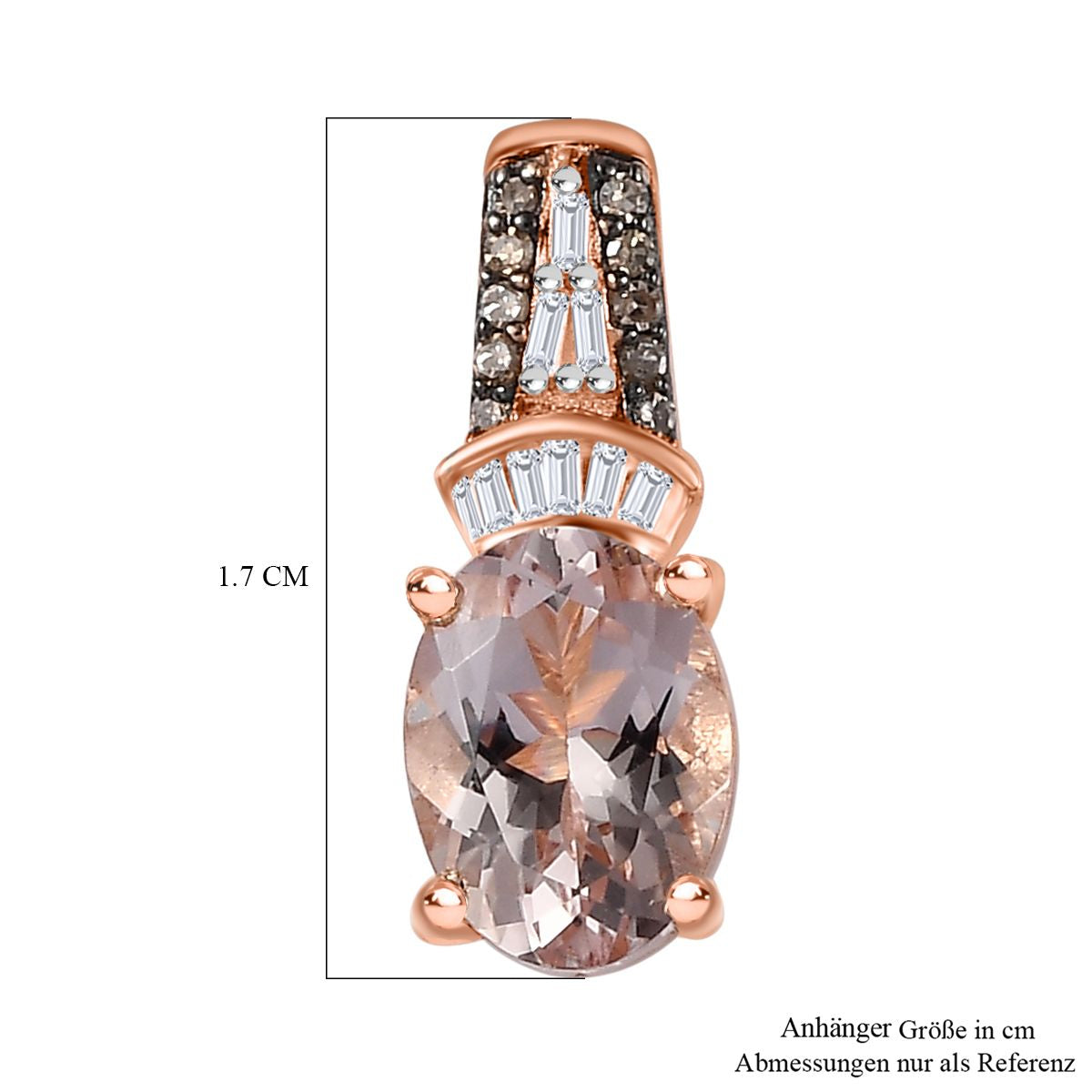 AAA Morganit, Weißer Diamant Anhänger 925 Silber 750 Roségold Vermeil ca. 1,22 ct.