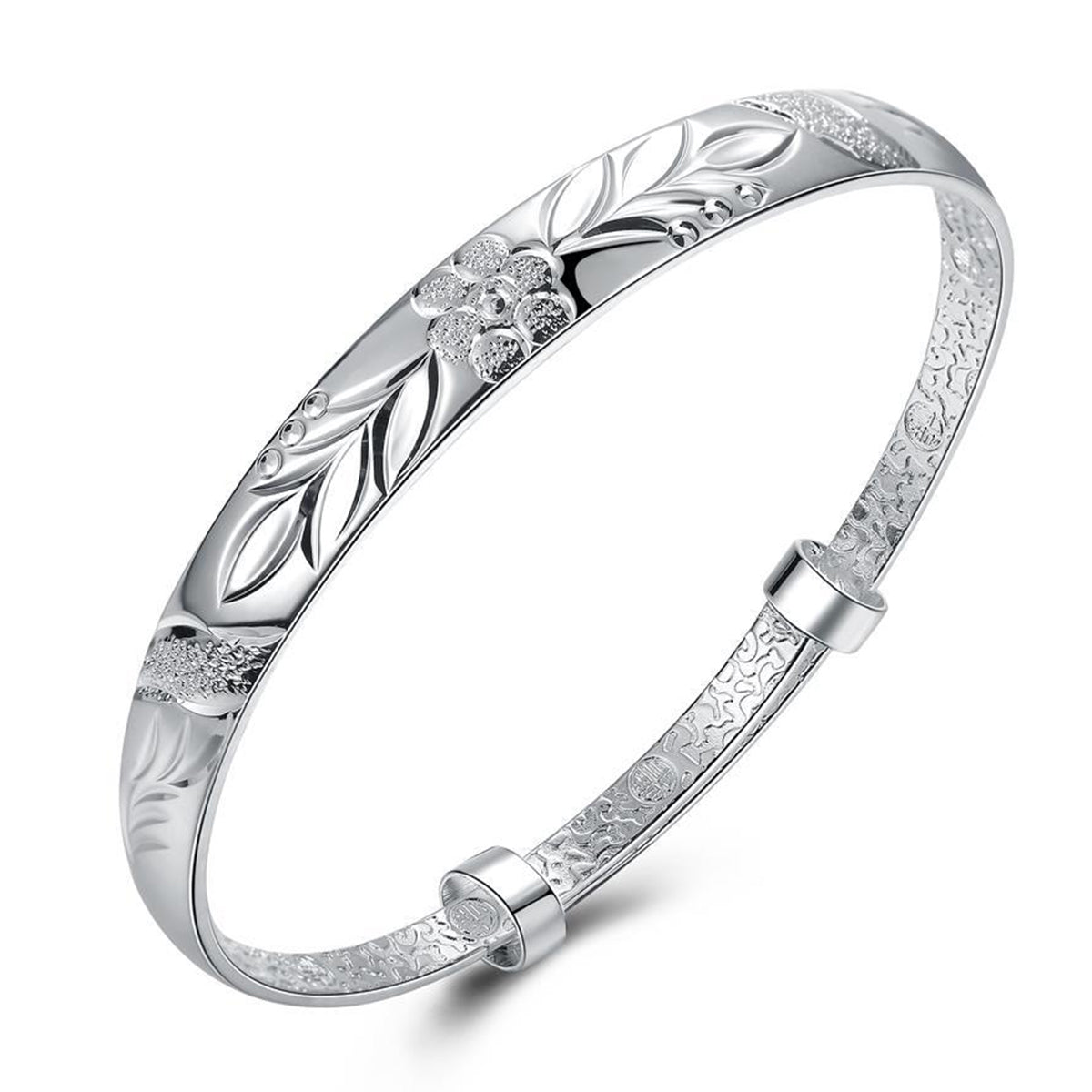 Blättermotiv-Armband, Rhodiniert, ca. 19 cm ca. 20,00g