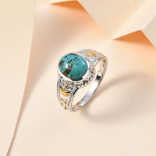 Sierra Nevada Türkis Ring, 925 Silber rhodiniert (Größe 19.00) ca. 2.73 ct