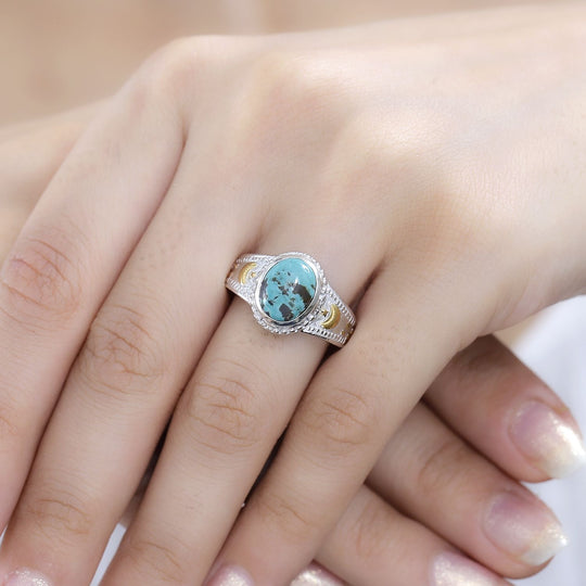 Sierra Nevada Türkis Ring, 925 Silber rhodiniert (Größe 19.00) ca. 2.73 ct