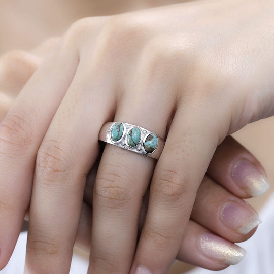 Sierra Nevada Türkis Ring, 925 Silber rhodiniert ca. 1.46 ct