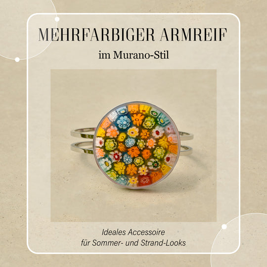 Murano Glas Armreif ca. 19 cm Reiner Edelstahl