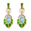 AA Natürlicher, äthiopischer Welo Opal, Weißer Zirkon Ohrringe 925 Silber 750 Gelbgold Vermeil ca. 1.24 ct
