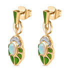 AA Natürlicher, äthiopischer Welo Opal, Weißer Zirkon Ohrringe 925 Silber 750 Gelbgold Vermeil ca. 1.24 ct