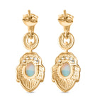 AA Natürlicher, äthiopischer Welo Opal, Weißer Zirkon Ohrringe 925 Silber 750 Gelbgold Vermeil ca. 1.24 ct