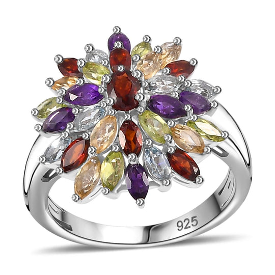 Mosambik Granat Ring, 925 Silber platiniert (Größe 20.00) ca. 2.87 ct