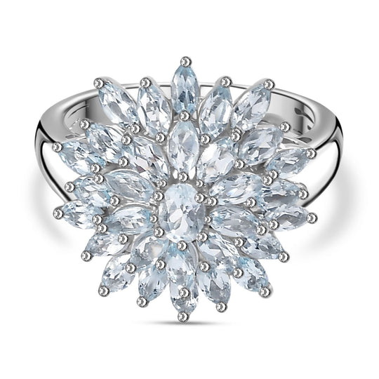 Himmelblauer Topas Ring, 925 Silber platiniert (Größe 18.00) ca. 2.67 ct
