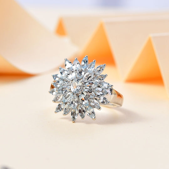 Himmelblauer Topas Ring, 925 Silber platiniert (Größe 18.00) ca. 2.67 ct