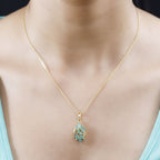 Kagem Sambischer Smaragd Anhänger 925 Silber 750 Gelbgold Vermeil ca. 1,16 ct.