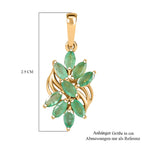 Kagem Sambischer Smaragd Anhänger 925 Silber 750 Gelbgold Vermeil ca. 1,16 ct.