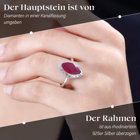 Afrikanischer Rubin (Fissure gefüllt), Weißer Diamant Ring 925 Silber rhodiniert (Größe 19.00) ca. 4,20 ct