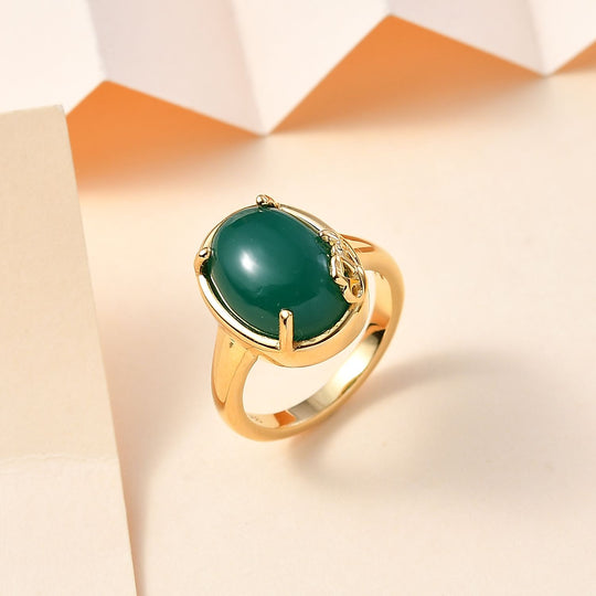 Verde Onyx Ring 925 Silber 750 Gelbgold Vermeil ca. 6,43 ct