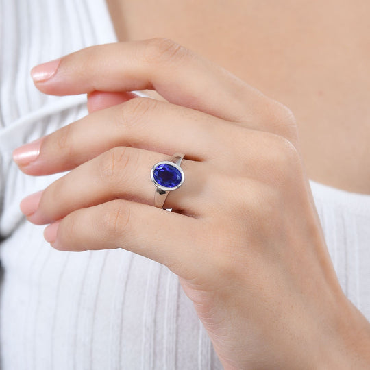 Tansanit-Farbe Quarz Ring 925 Silber rhodiniert ca. 2,05 ct