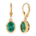 Smaragd-Quarz Triplette Ohrringe 925 Silber 750 Gelbgold Vermeil ca. 4.16 ct