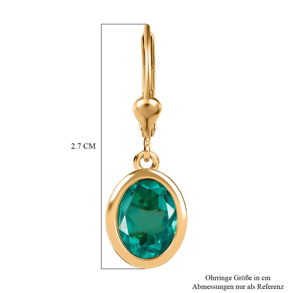 Smaragd-Quarz Triplette Ohrringe 925 Silber 750 Gelbgold Vermeil ca. 4.16 ct