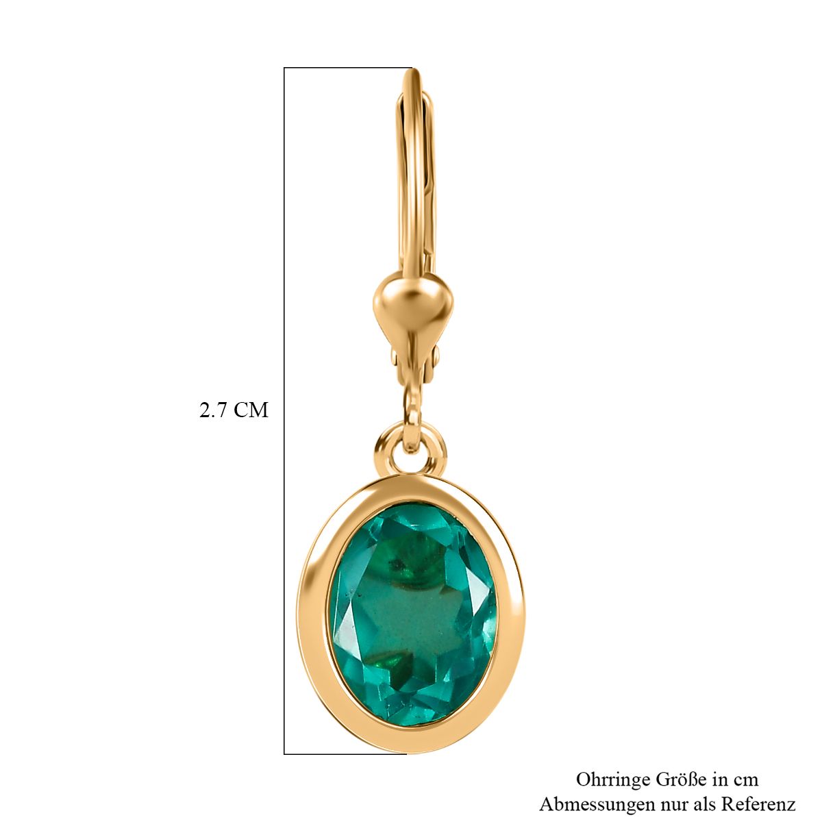 Smaragd-Quarz Triplette Ohrringe 925 Silber 750 Gelbgold Vermeil ca. 4.16 ct