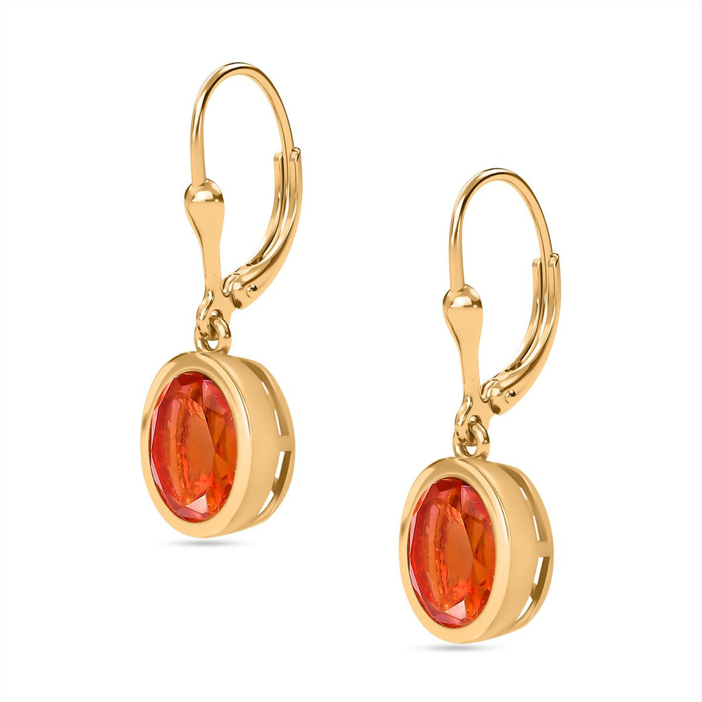 Padparadscha Quarz Triplette Ohrringe 925 Silber 750 Gelbgold Vermeil ca. 4.12 ct