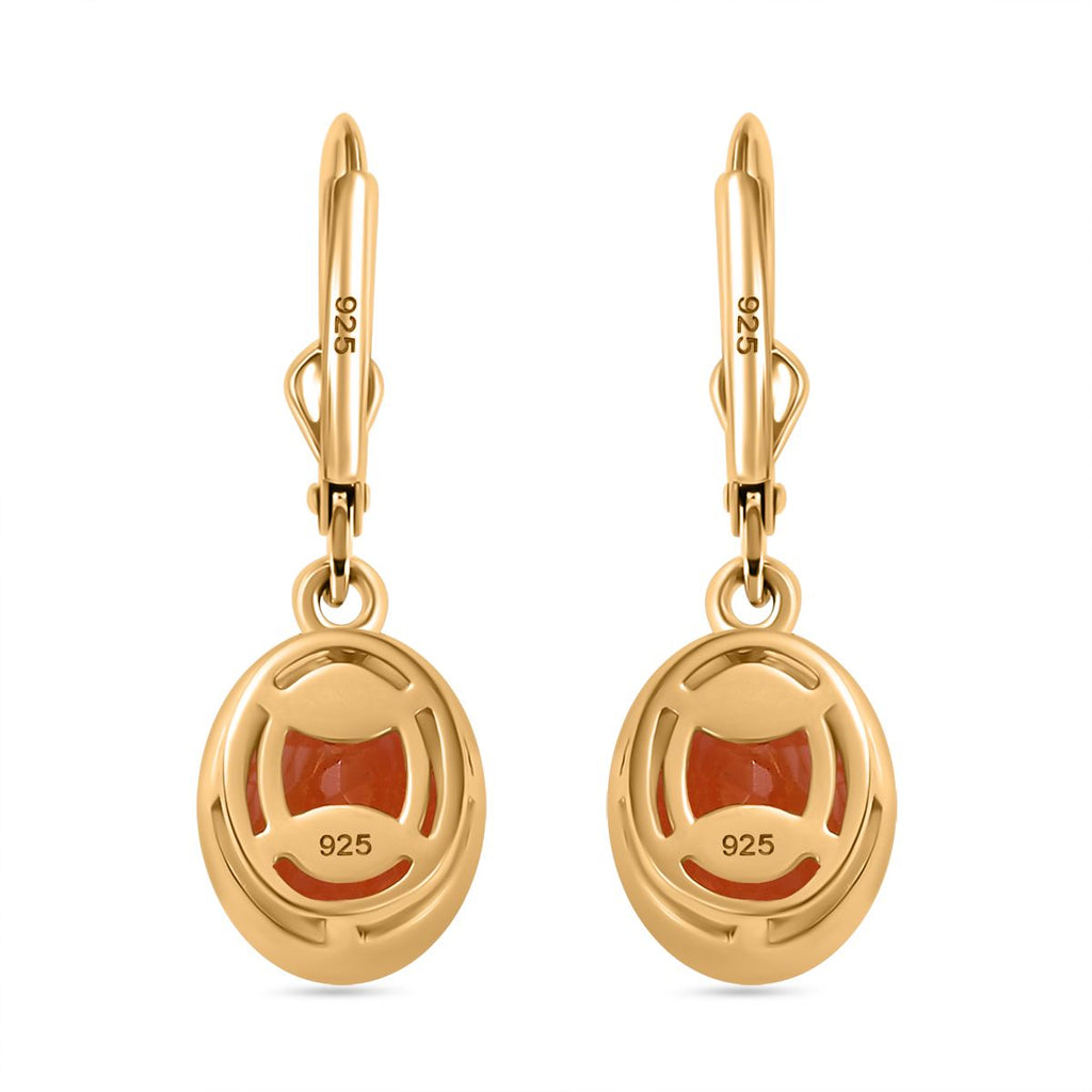 Padparadscha Quarz Triplette Ohrringe 925 Silber 750 Gelbgold Vermeil ca. 4.12 ct