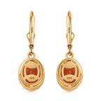 Padparadscha Quarz Triplette Ohrringe 925 Silber 750 Gelbgold Vermeil ca. 4.12 ct