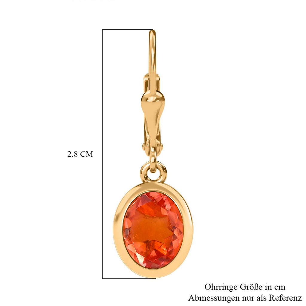 Padparadscha Quarz Triplette Ohrringe 925 Silber 750 Gelbgold Vermeil ca. 4.12 ct