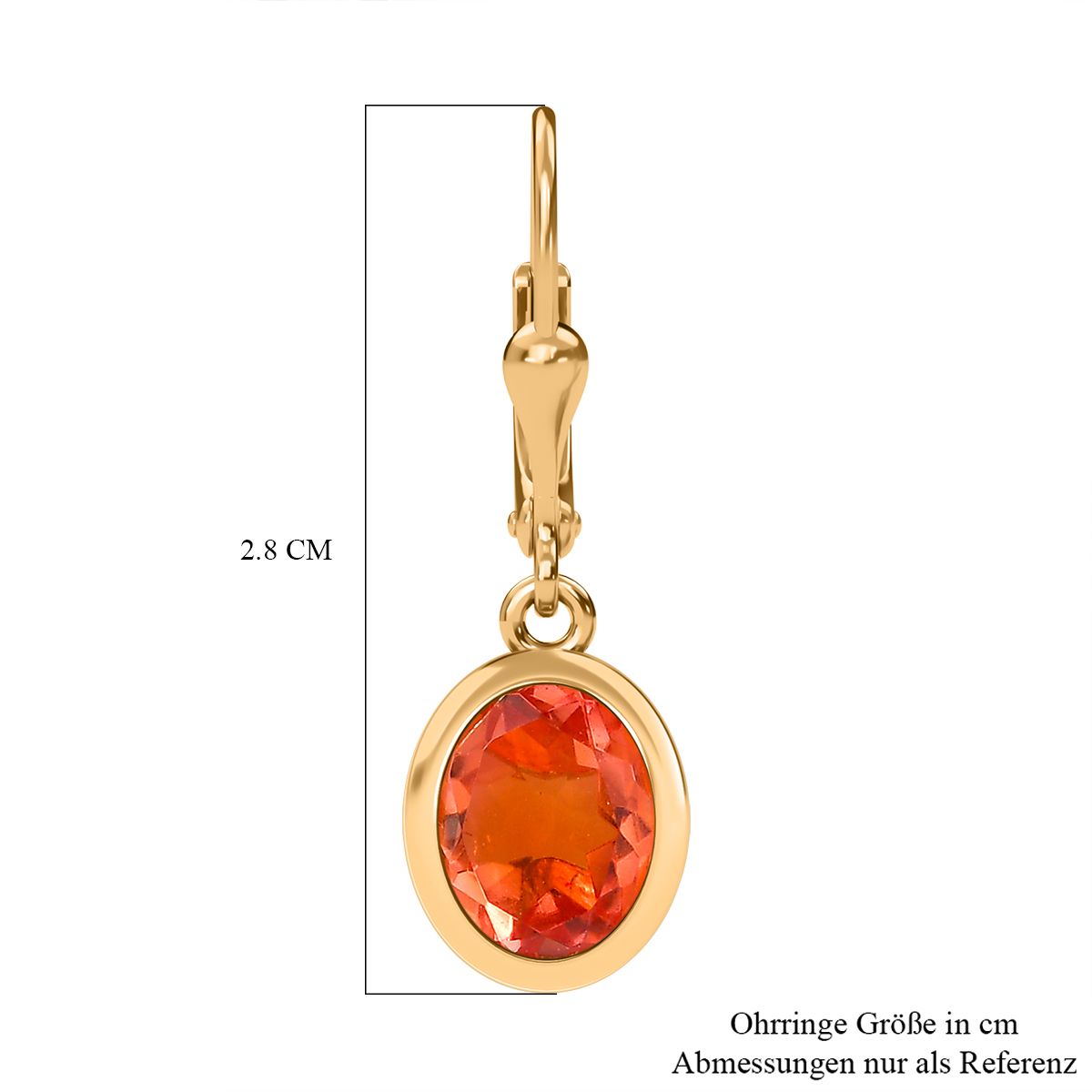 Padparadscha Quarz Triplette Ohrringe 925 Silber 750 Gelbgold Vermeil ca. 4.12 ct