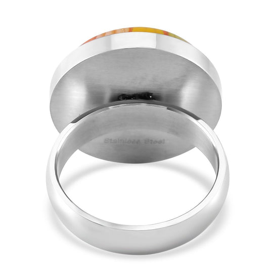 Murano-Stil Glas Ring, 316L Edelstahl (Größe 20.00) 5.00 ct