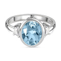 Himmelblauer Topas, Weißer Zirkon Ring 925 Silber rhodiniert (Größe 16.00) ca. 3.14 ct