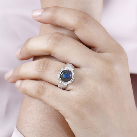AAA Labradorit Ring 925 Silber rhodiniert (Größe 21.00) ca. 3,53 ct