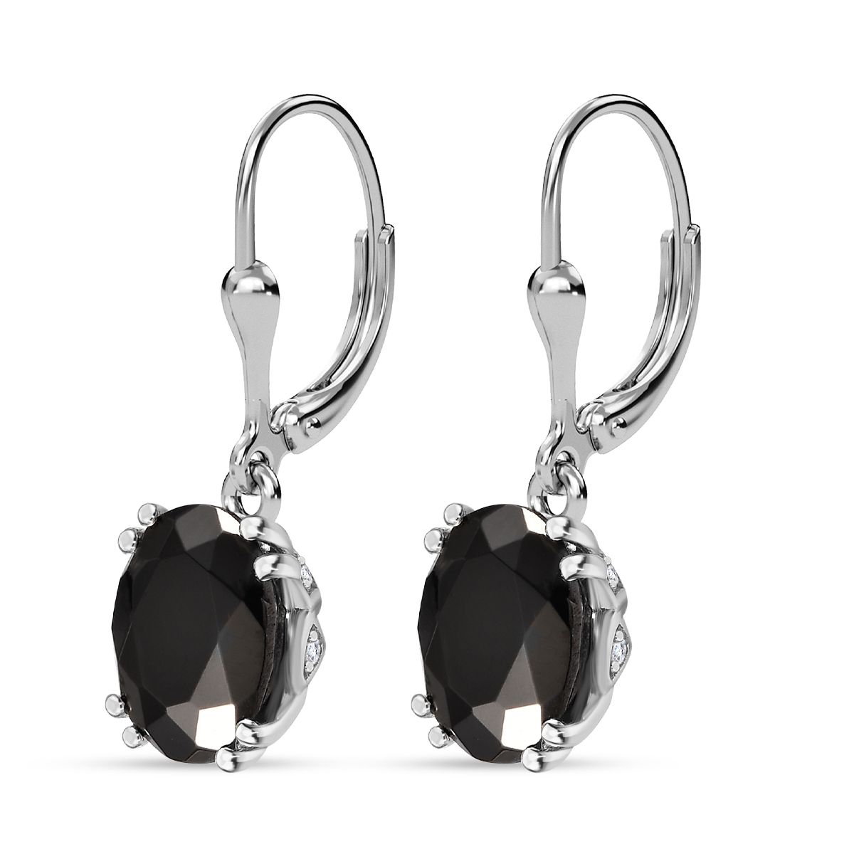 Elite Shungit, Weißer Zirkon Ohrringe 925 Silber rhodiniert ca. 3.36 ct