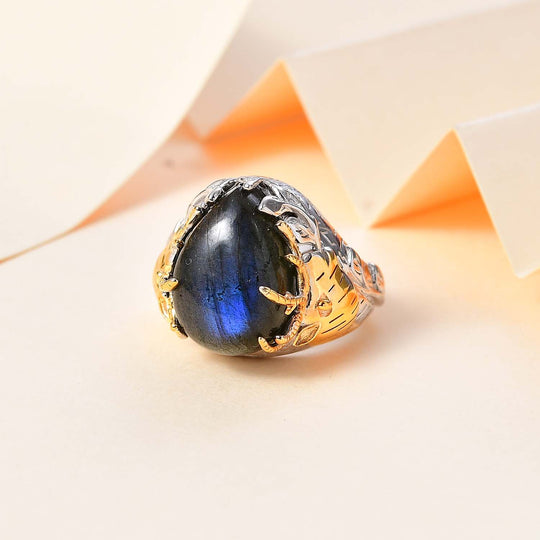 AAA Labradorit Ring 925 Silber rhodiniert (Größe 20.00) ca. 11,87 ct