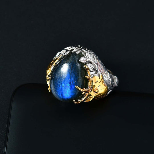 AAA Labradorit Ring 925 Silber rhodiniert (Größe 20.00) ca. 11,87 ct